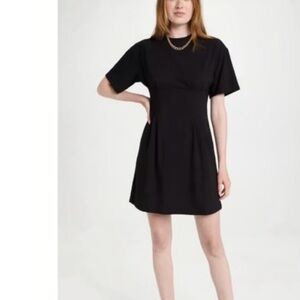 Theory Corset Tee Dress in Black Cotton Blend Size Medium